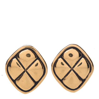 Chanel Quilted Clip On Earrings Gold 1 of 4