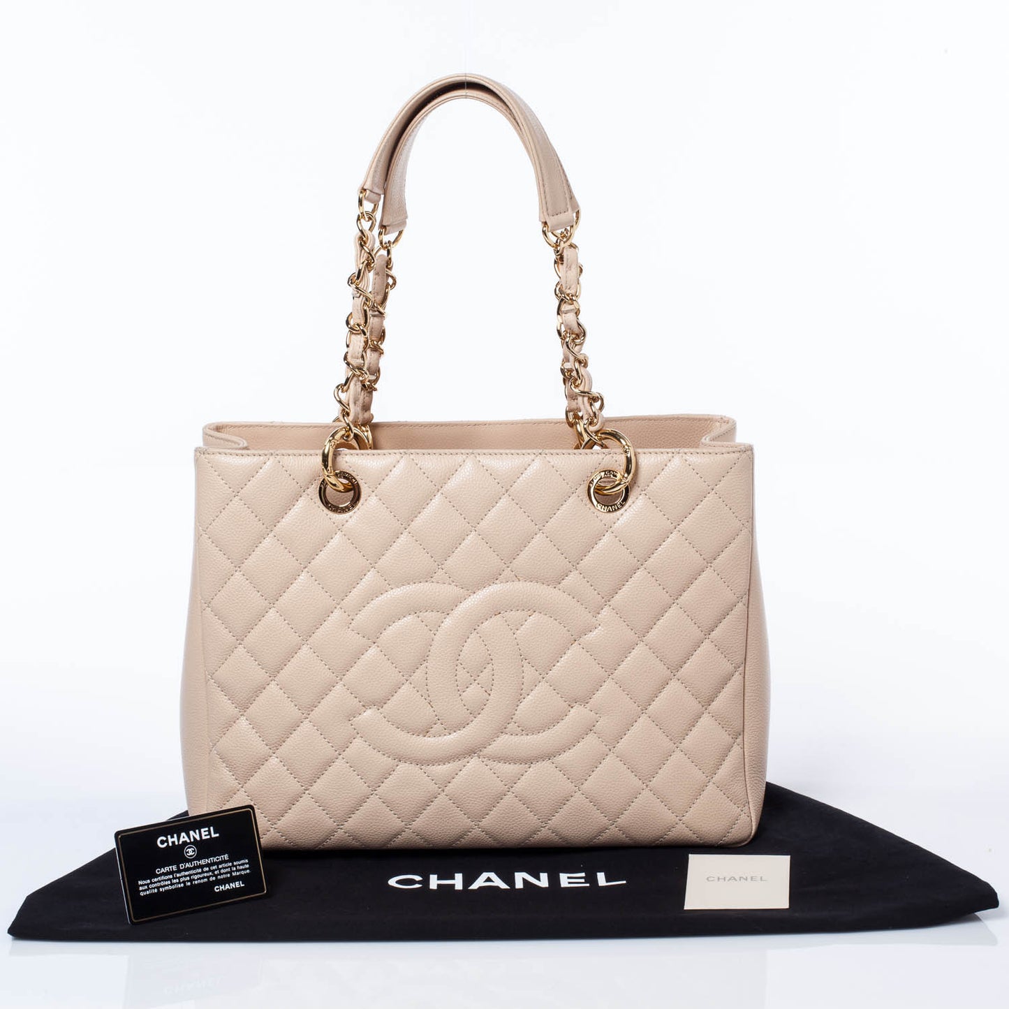 Caviar Grand Shopping Tote GST Beige Clair