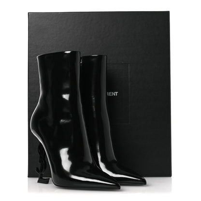 Saint Laurent Glazed Calfskin Opyum Ankle Boots 37 Black 21 of 22