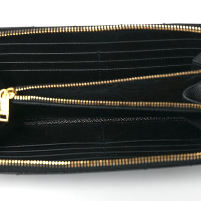 Saint Laurent Grain De Poudre Matelasse Chevron Monogram Zip Around Wallet Black 5 of 10