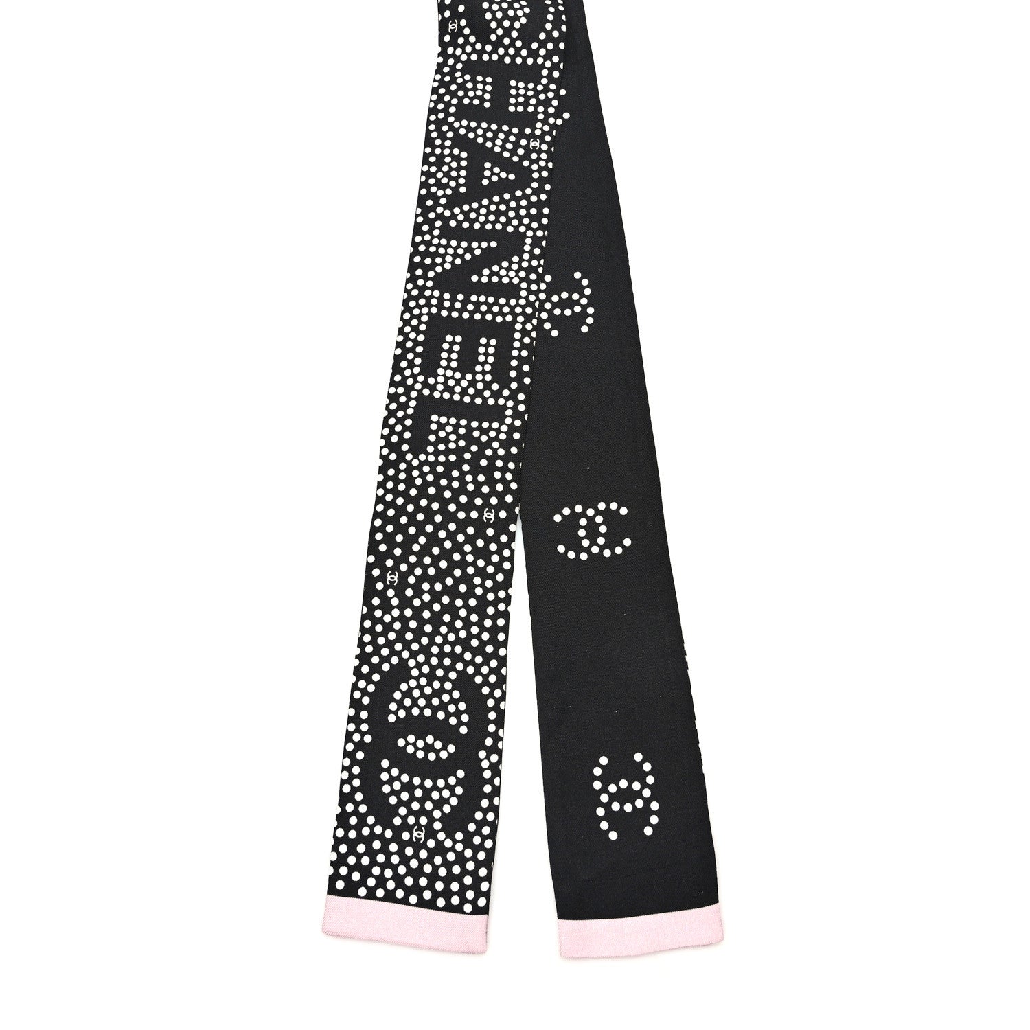 Chanel Silk CC Slim Bandeau Scarf Black Light Pink 2 of 4