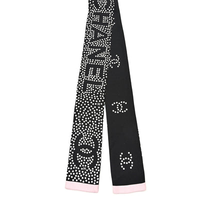 Chanel Silk CC Slim Bandeau Scarf Black Light Pink 2 of 4