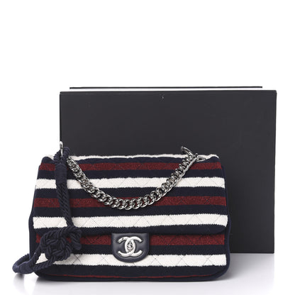 Chanel Jersey Felt Quilted Flap Red White Blue 10 of 10