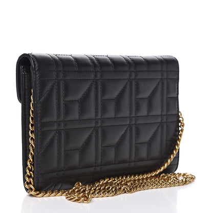 Gucci Calfskin Matelasse Mini Pearly GG Marmont Chain Wallet Black 3 of 9