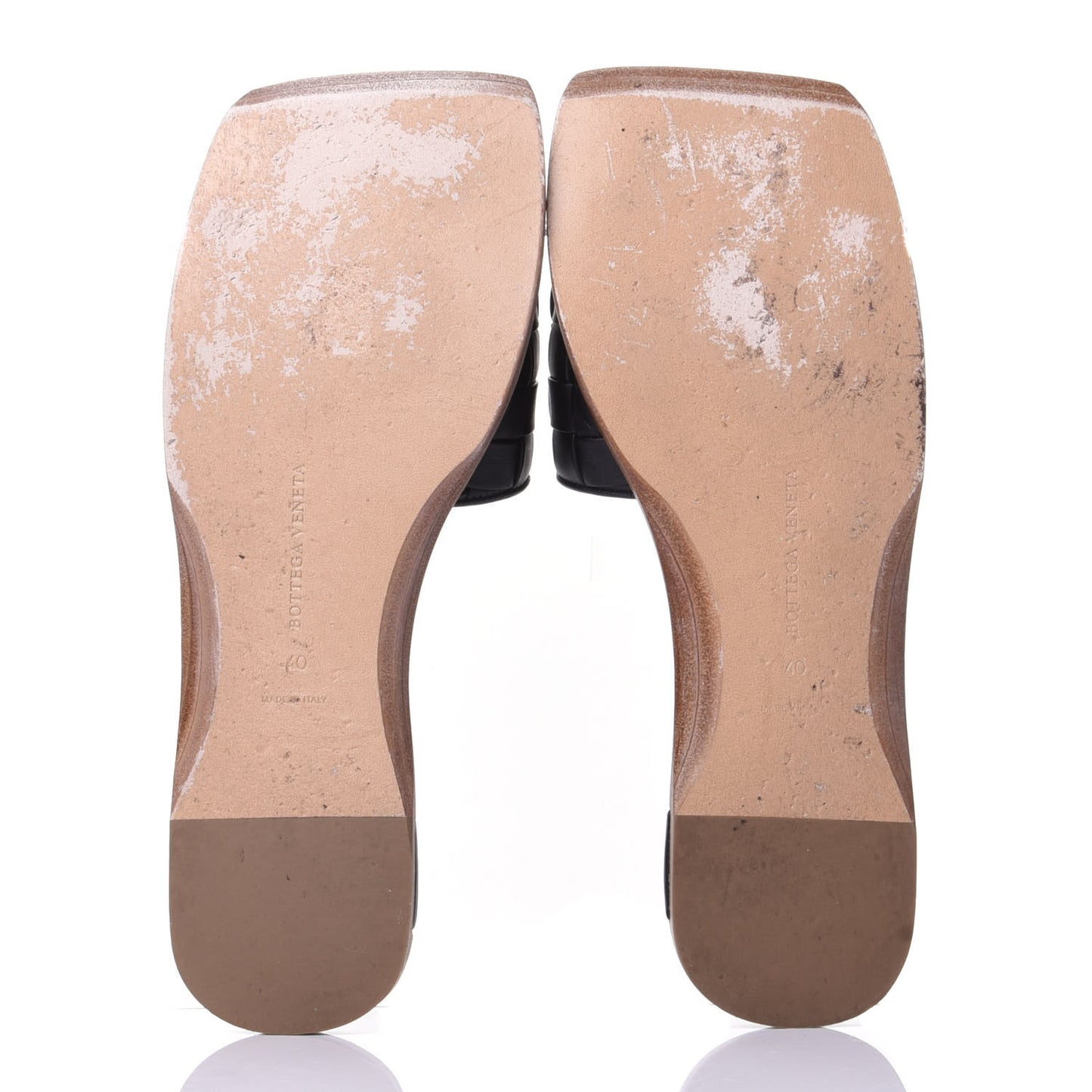 Nappa Intrecciato Squared Toe Flat Sandals 40 Black