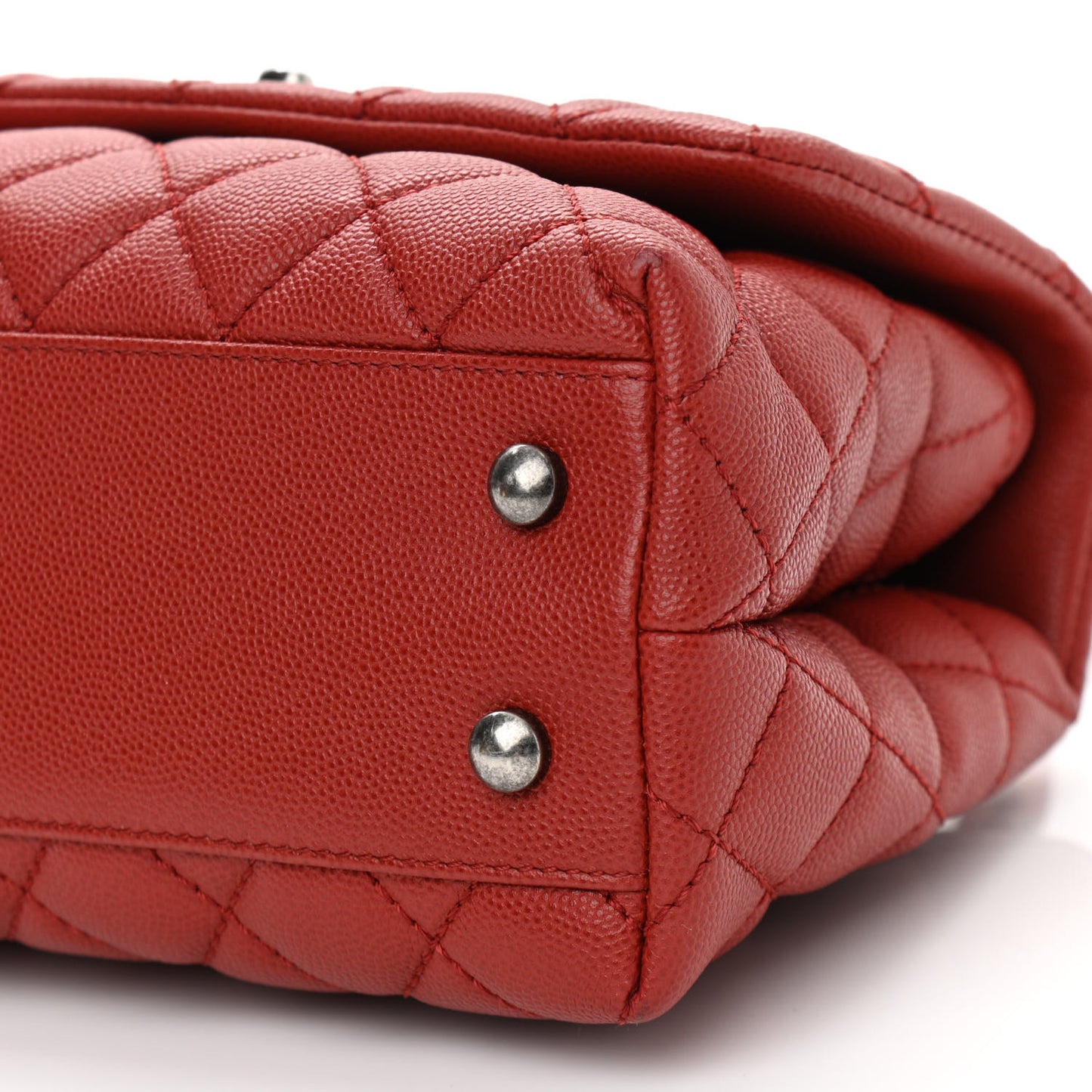 Caviar Quilted Mini Coco Handle Flap Dark Red