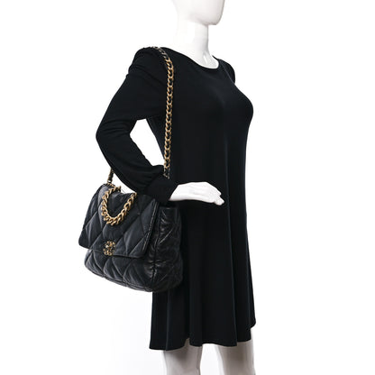 Chanel Lambskin Quilted Maxi Chanel 19 Flap Black 2 of 9