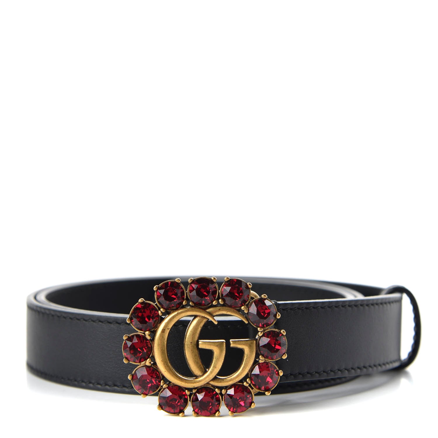 Gucci Calfskin Crystal Double G 30mm Belt 80 32 Black 1 of 4