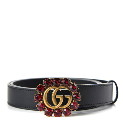 Gucci Calfskin Crystal Double G 30mm Belt 80 32 Black 1 of 4