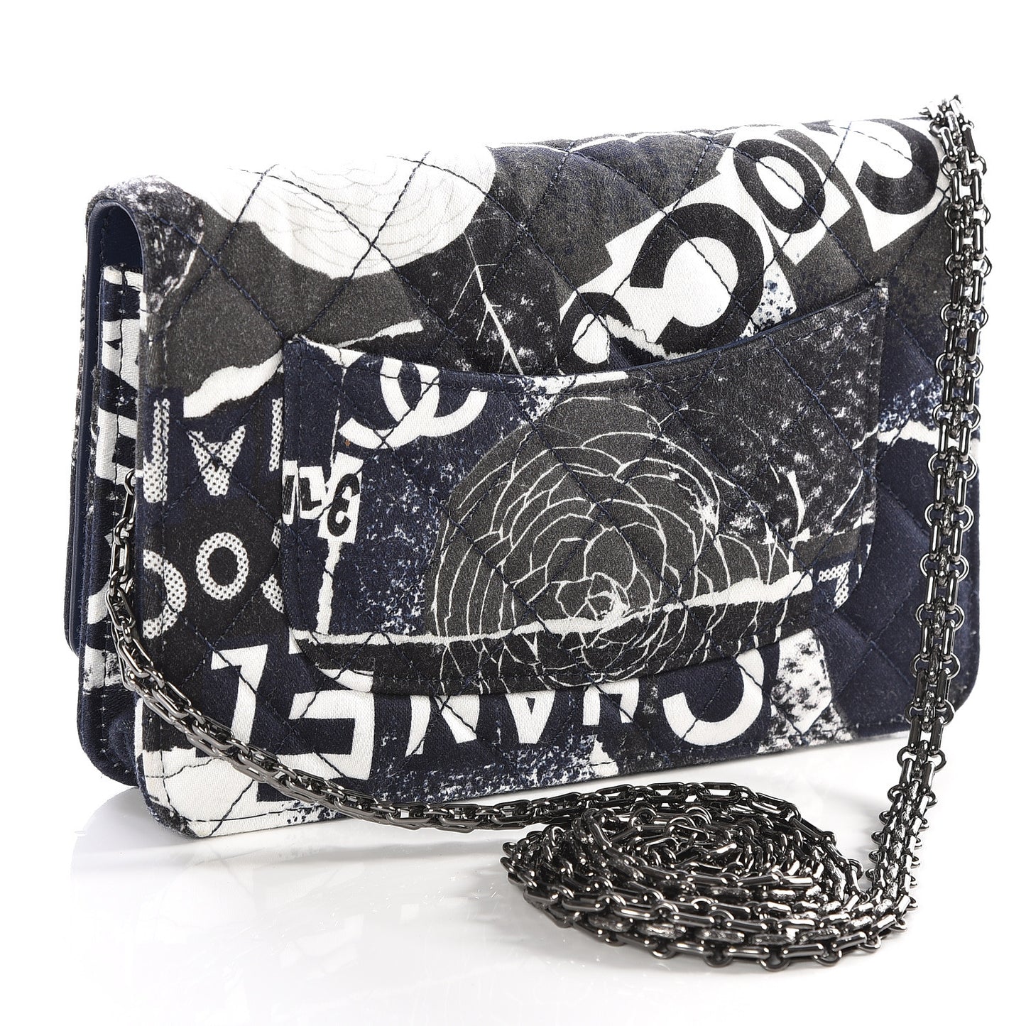 Canvas Printed Quilted 2.55 Reissue Wallet On Chain WOC White Black Navy Blue