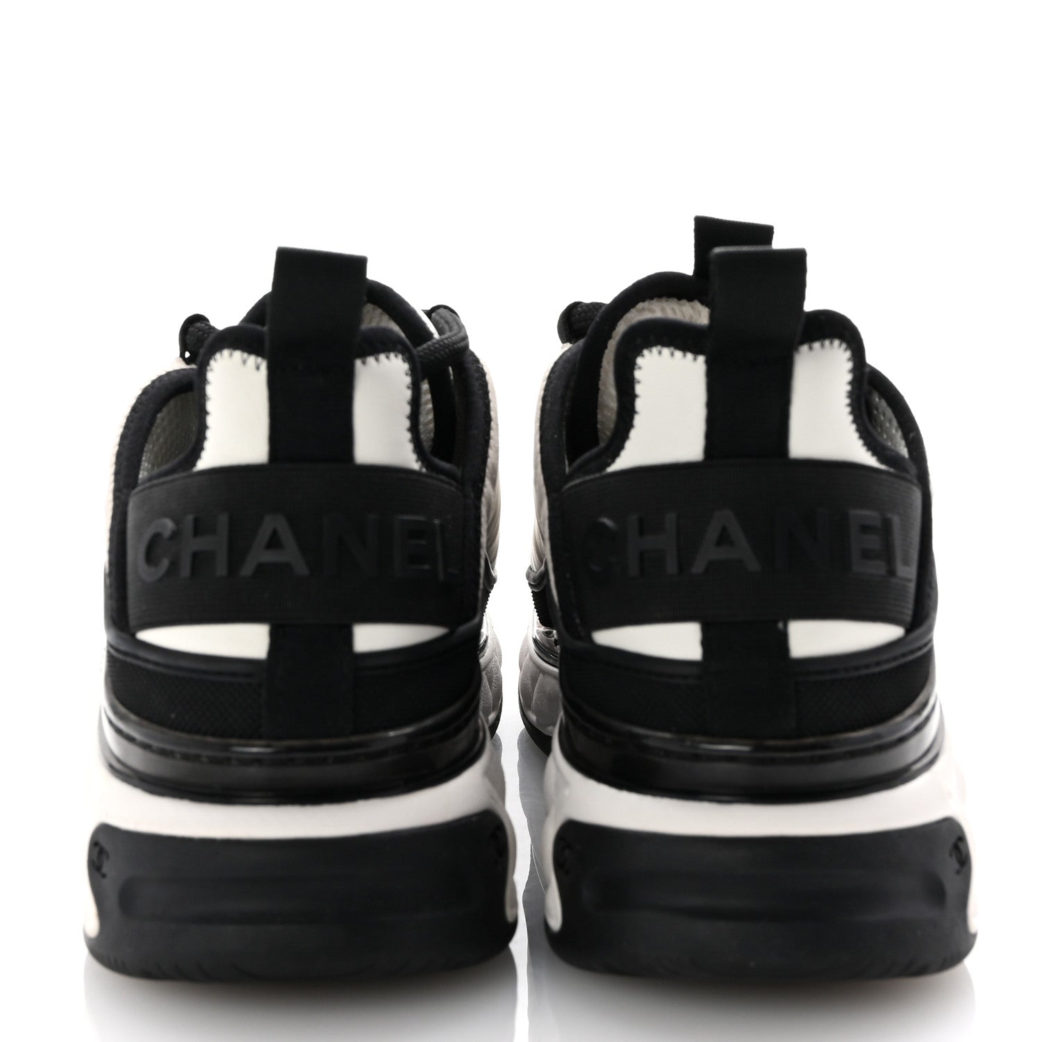 Chanel Suede Calfskin Mixed Fibers CC Sneakers 36.5 White Black 6 of 10