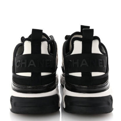 Chanel Suede Calfskin Mixed Fibers CC Sneakers 36.5 White Black 6 of 10