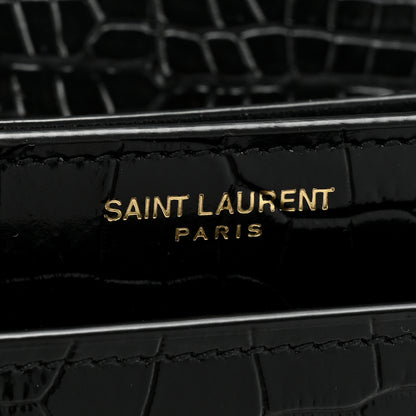 Saint Laurent Calfskin Crocodile Embossed Medium Monogram Sunset Black 8 of 14