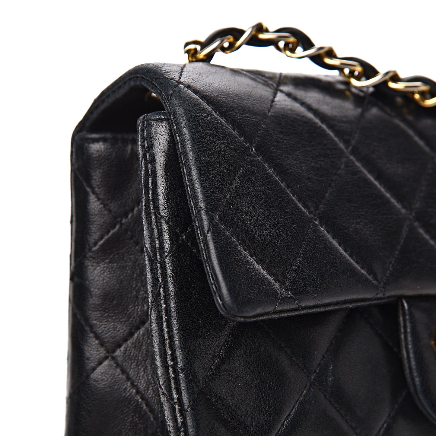 Lambskin Quilted Mini Square Flap Black