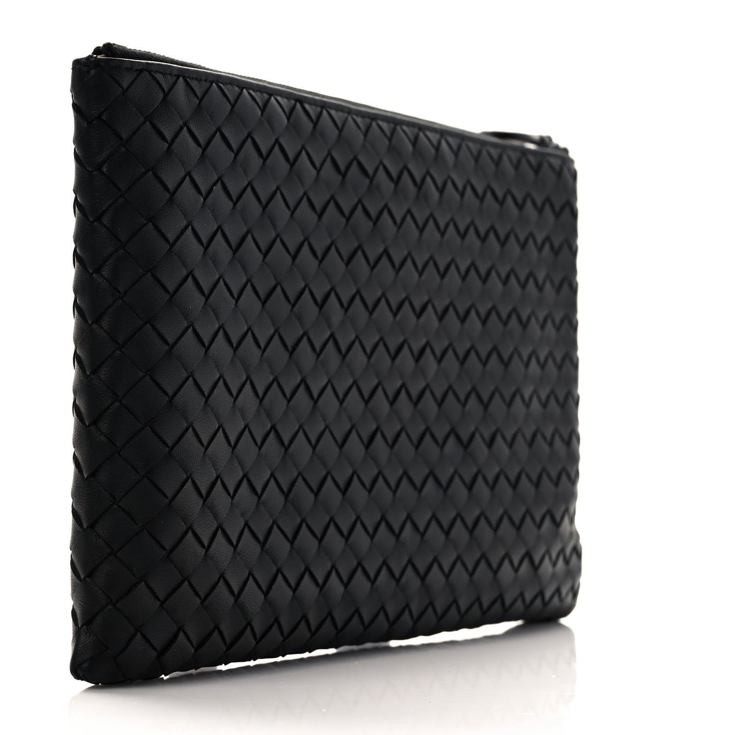 Nappa Intrecciato Zip Pouch Black