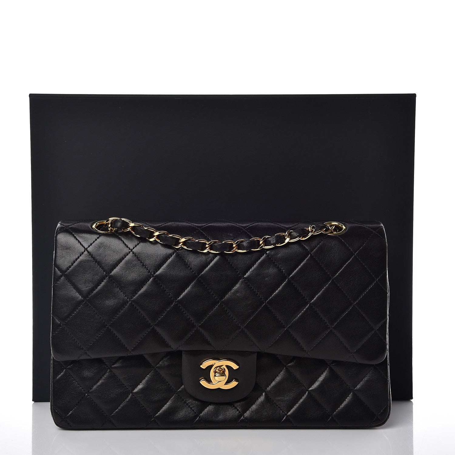 Chanel Lambskin Quilted Medium Double Flap Black 17 of 17