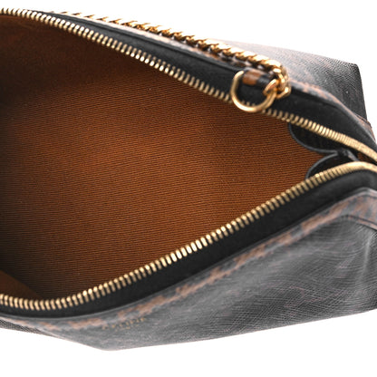 Celine Triomphe Canvas Calfskin Leopard Print Mini Clutch on Chain Black Tan 4 of 7