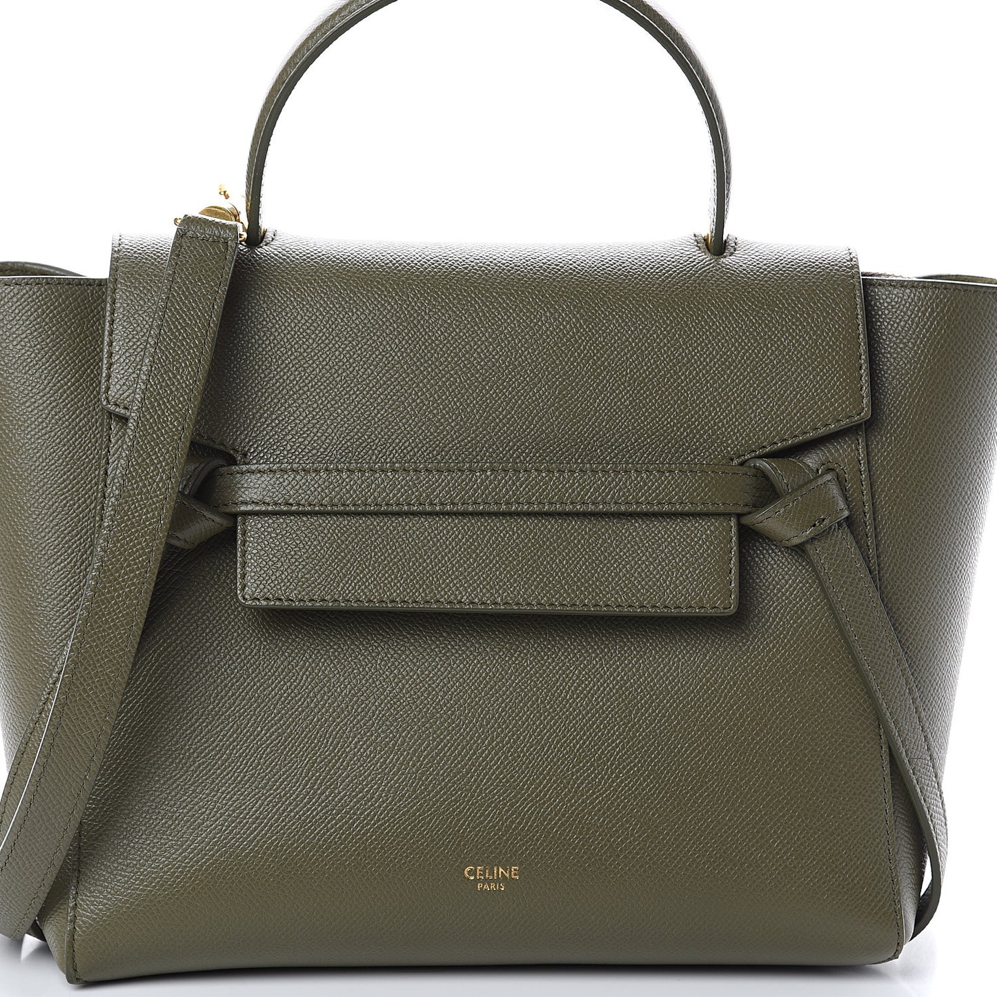 Grained Calfskin Micro Belt Bag Army Green
