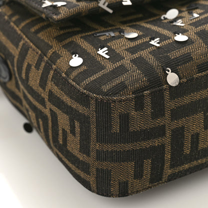 Fendi Fabric Jacquard F Paillettes Vitello Cover FF 1974 Embroidered Baguette Tobacco Moro Argento 7 of 8