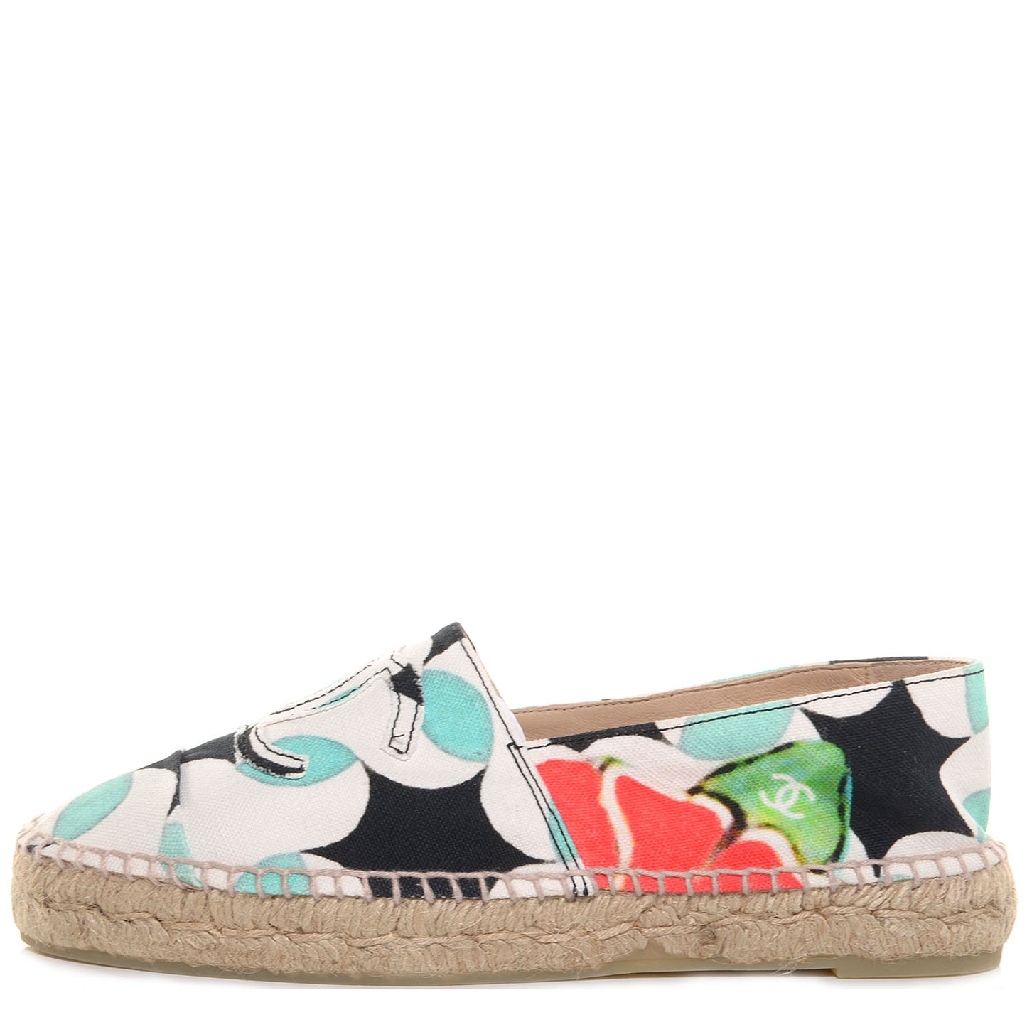 Printed Canvas Espadrilles 40 White Turquoise Red