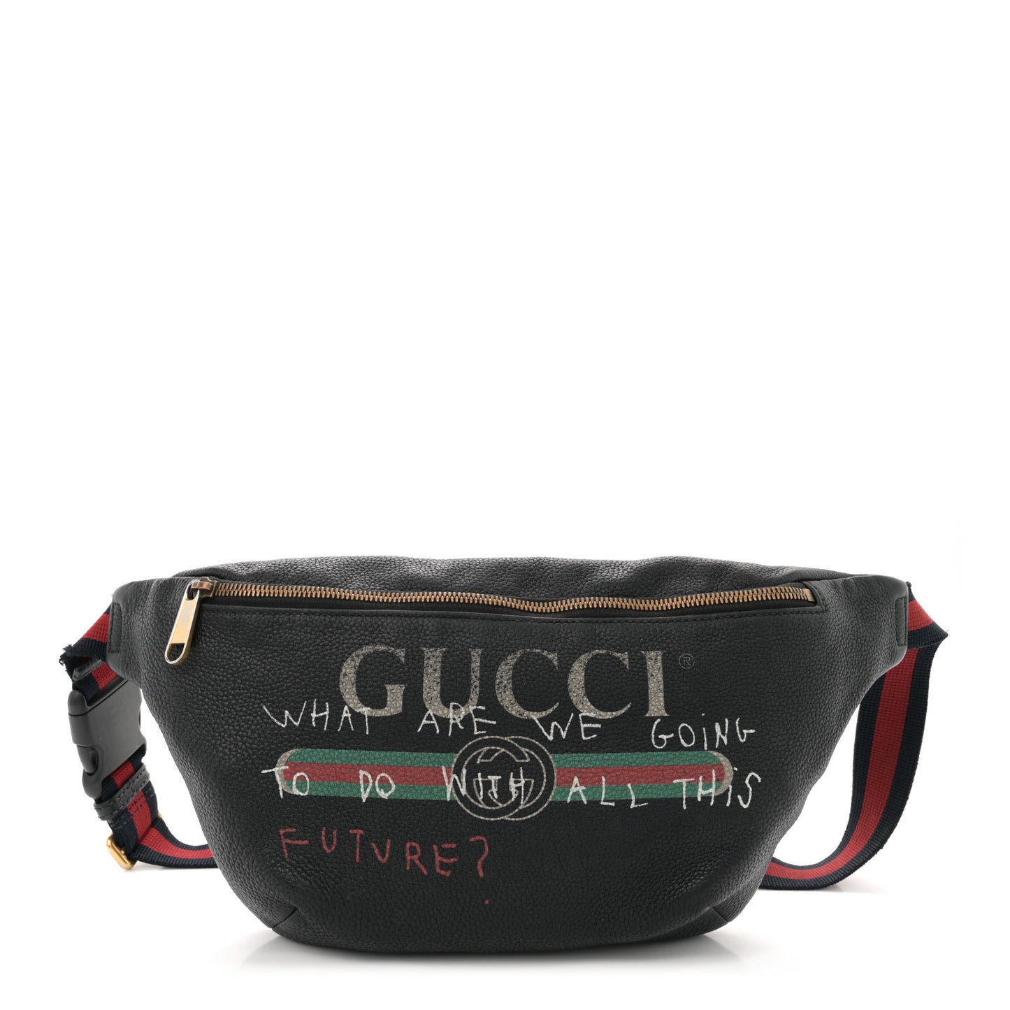 Grained Calfskin Coco Capitan Logo Belt Bag Black