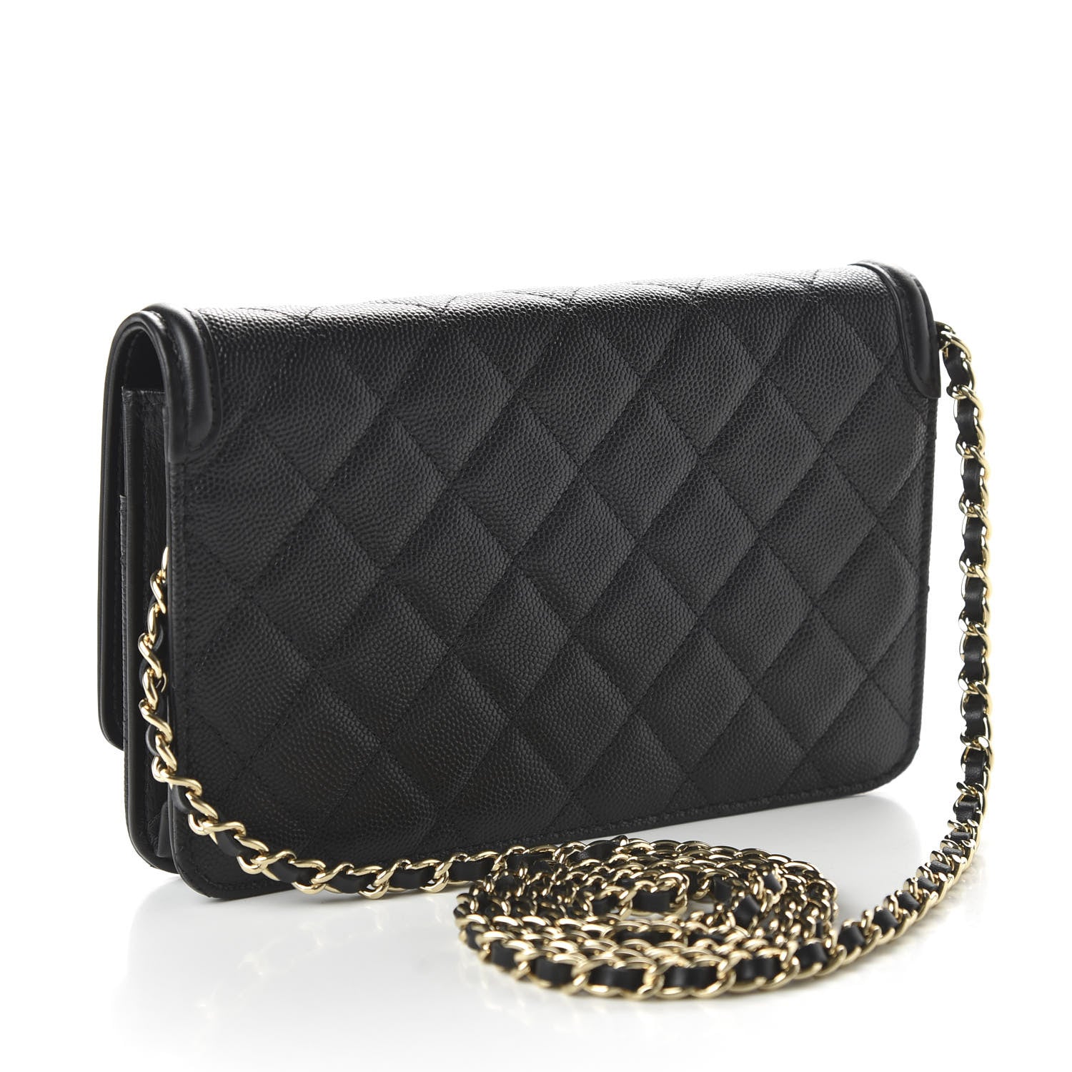 Chanel Caviar Quilted CC Filigree Wallet On Chain WOC Black 3 of 12