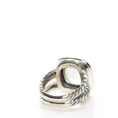 David Yurman Sterling Silver Diamond Prasiolite 11mm Albion Ring 52 6 4 of 6