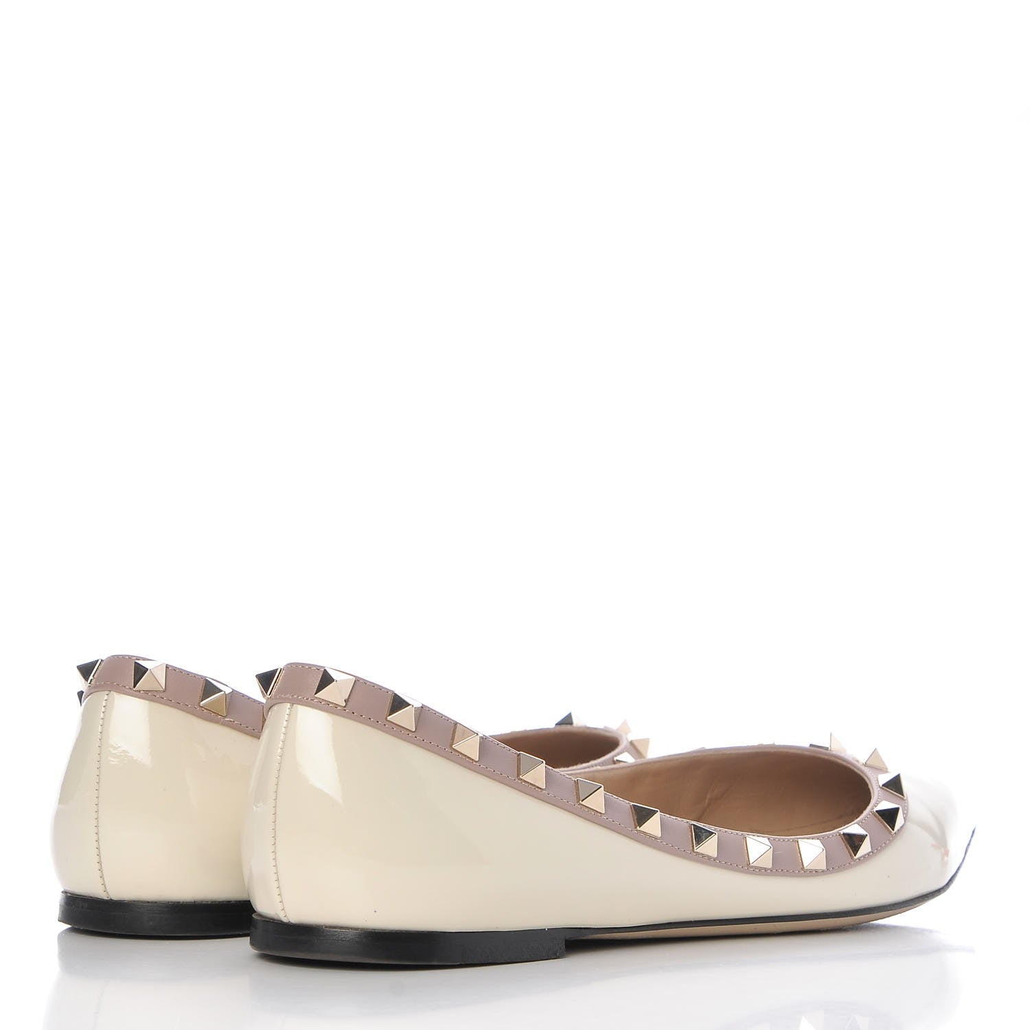 Valentino Garavani Patent Rockstud Ballerina Flats 39.5 Ivory Poudre 4 of 12