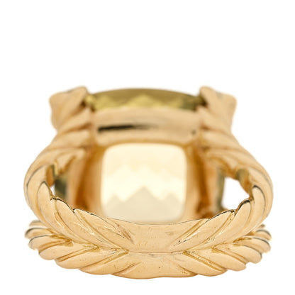 David Yurman 18K Yellow Gold Citrine Diamond 15mm Cushion On Point Ring 49 5 4 of 5