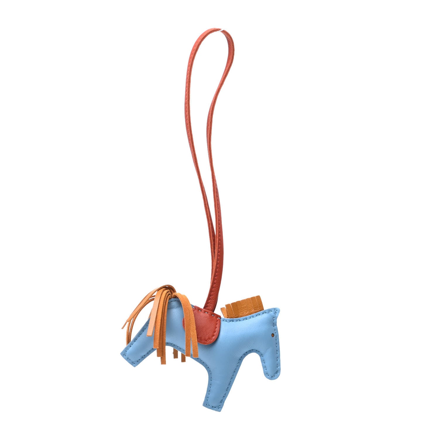 Hermes Milo Lambskin Grigri Rodeo Horse Bag Charm PM Celeste Naturel Bouton D'Or Cornaline 1 of 5