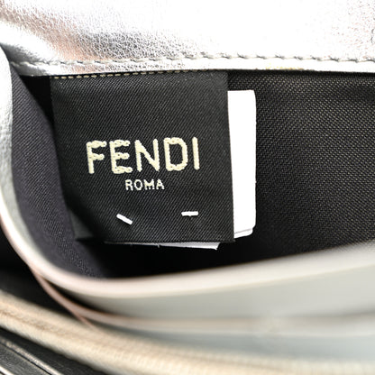 Fendi Metallic Calfskin Continental Wallet On Chain Argento 5 of 9