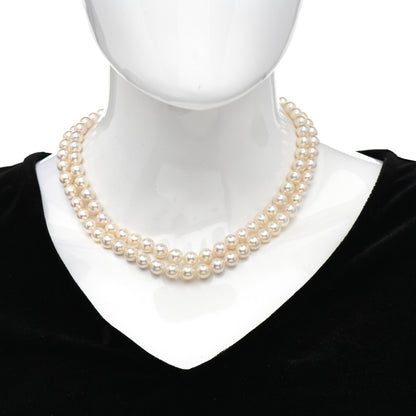 Mikimoto 18K White Gold Akoya Pearl 8-8.5mm Double Strand Necklace 2 of 5