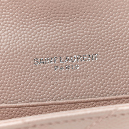 Saint Laurent Grain De Poudre Matelasse Chevron Small Monogram Envelope Wallet Blush 6 of 7
