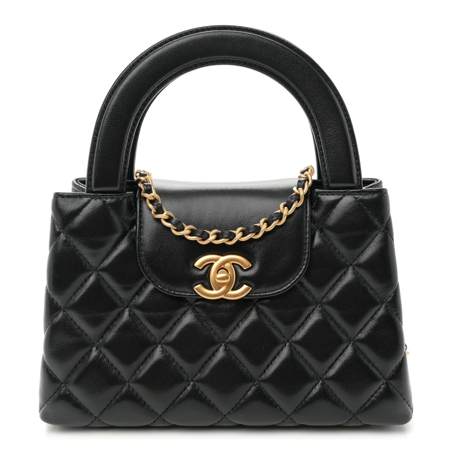 Chanel Shiny Aged Calfskin Quilted Nano Kelly Shopper Black 1 of 11