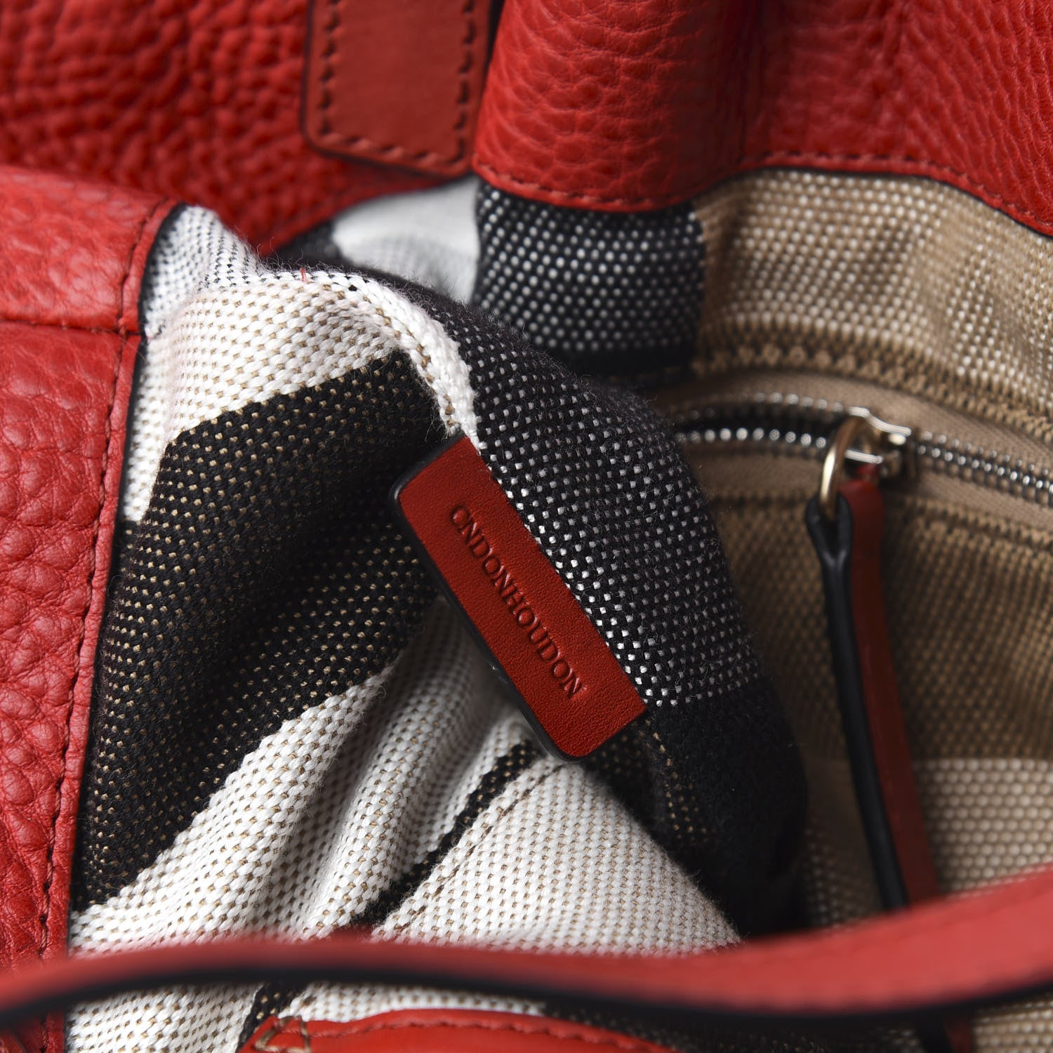 Burberry Grainy Calfskin House Check Small Maidstone Red 10 of 11