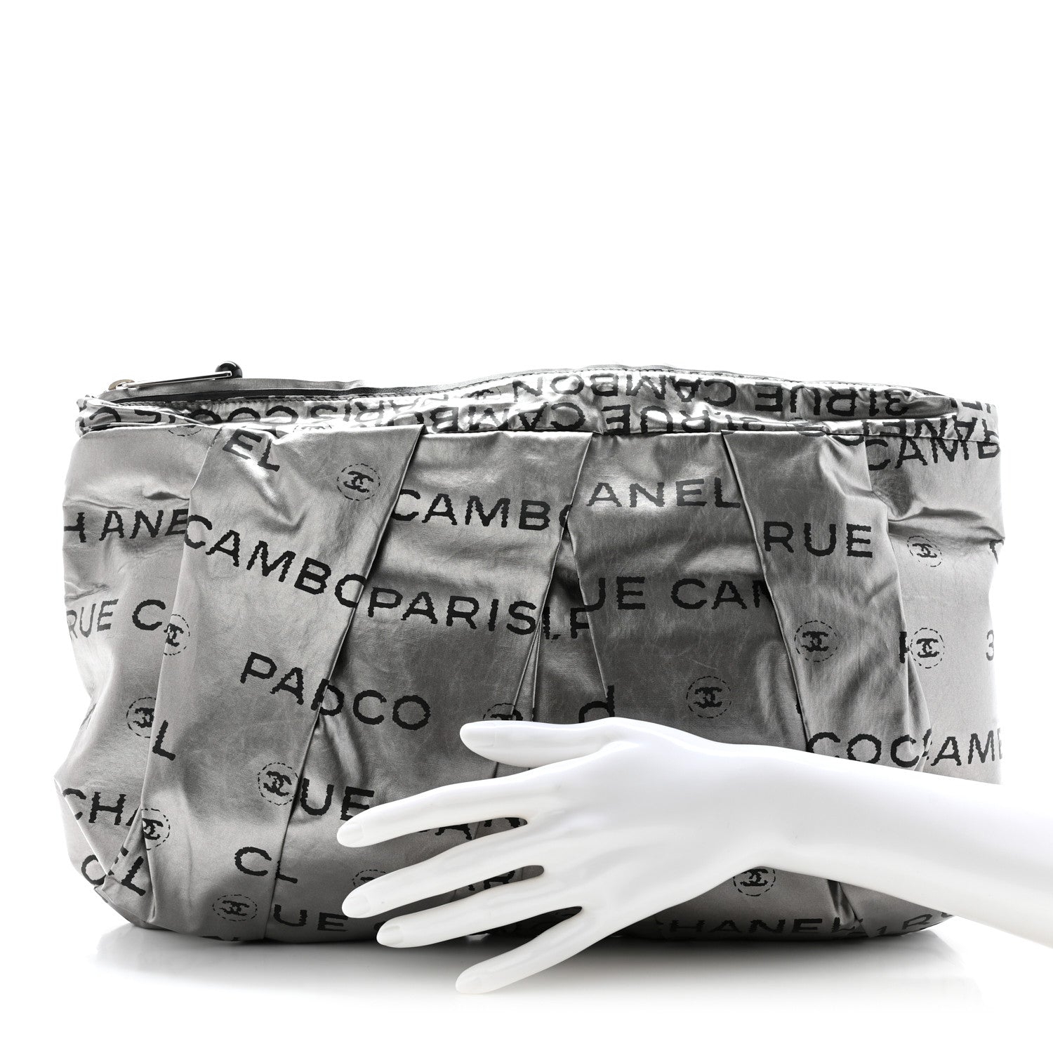 Chanel Coated Canvas Unlimited Clutch Silver 2 of 9