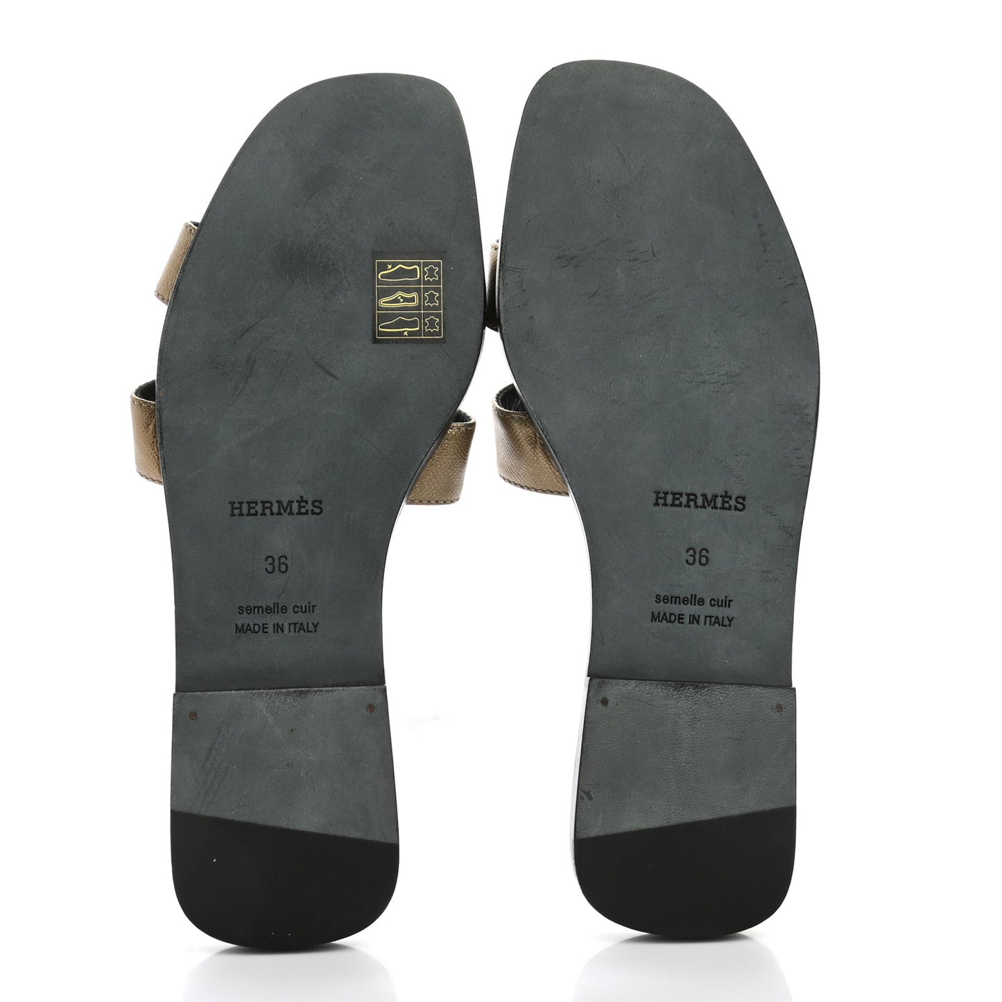 Metallic Epsom Oran Sandals 36 Vert Bronze