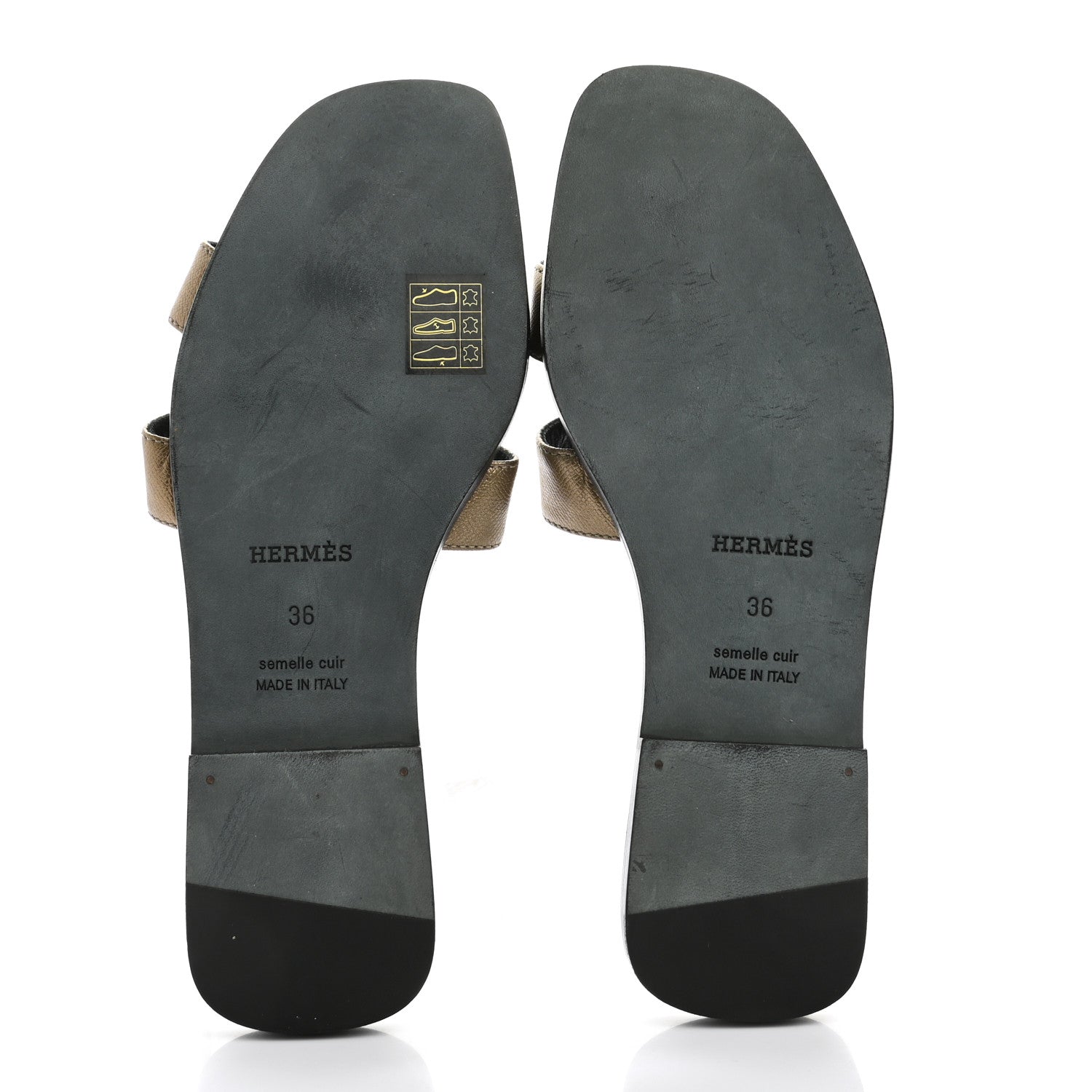 Hermes Metallic Epsom Oran Sandals 36 Vert Bronze 5 of 8