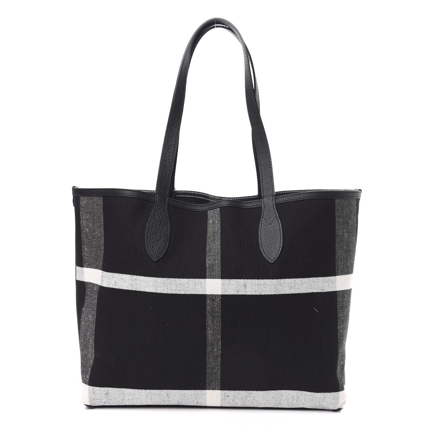 Burberry Coated Canvas Mega Check Medium Doodle Tote Black White 5 of 12