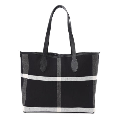 Burberry Coated Canvas Mega Check Medium Doodle Tote Black White 5 of 12