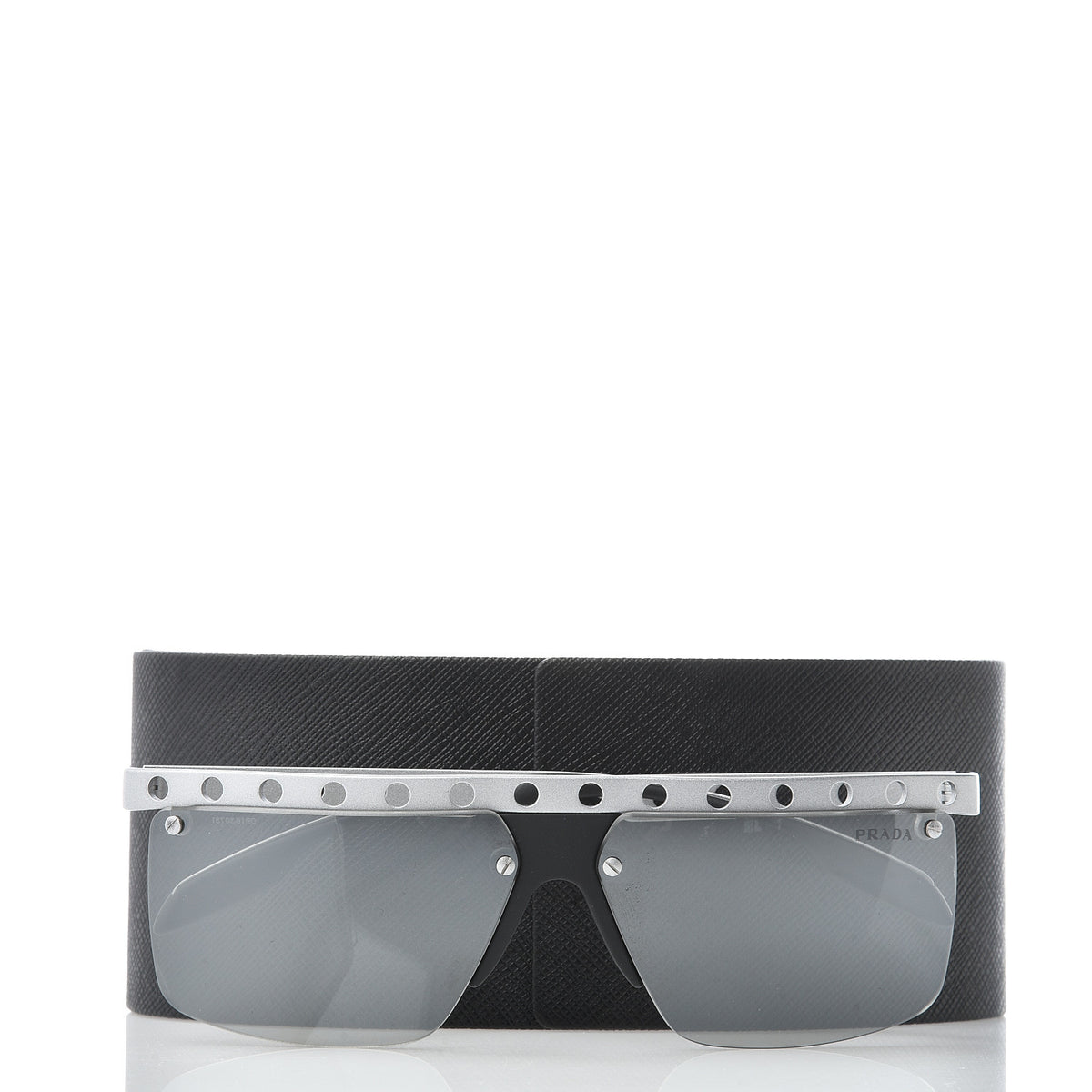 Prada Perforated Half Rim Sunglasses SPR50R Matte Silver 535769 