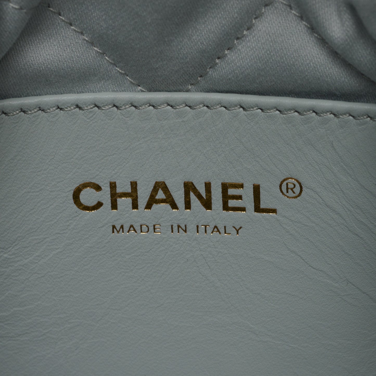 Shiny Calfskin Quilted Mini Chanel 22 Light Blue
