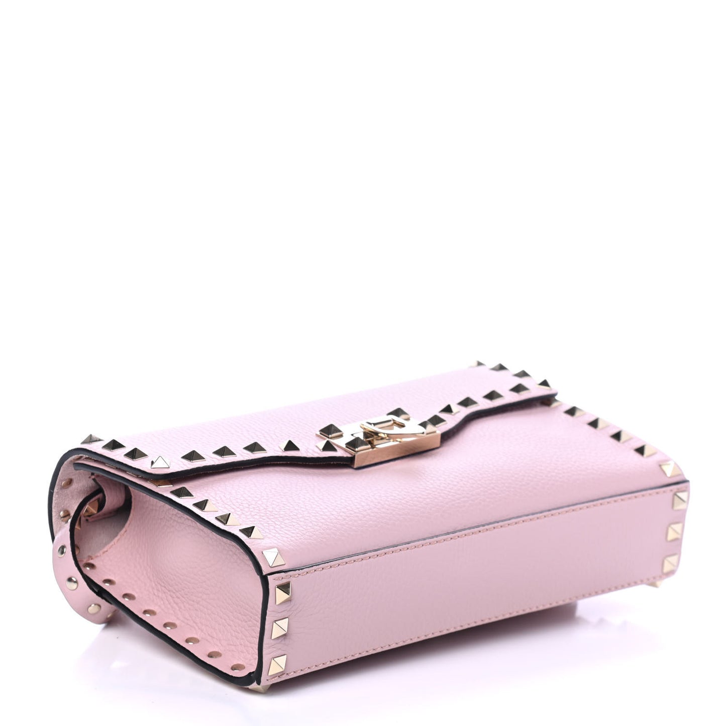 Pebbled Calfskin Medium Rockstud Flip Lock Crossbody Bag Loto