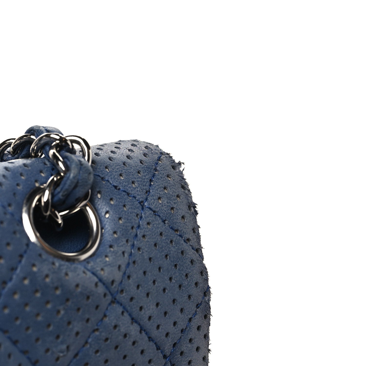 Chanel Lambskin Perforated Medium Double Flap Blue 11 of 14