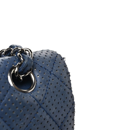 Chanel Lambskin Perforated Medium Double Flap Blue 11 of 14