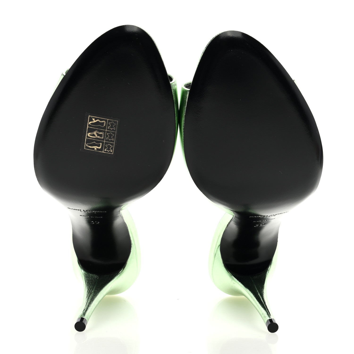Saint Laurent Metallic Nappa La 16 Mule Sandals 39 Green 4 of 6