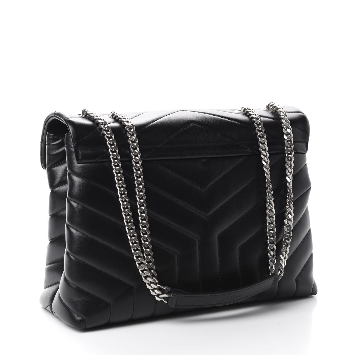 Calfskin Y Quilted Monogram Medium Loulou Chain Satchel Black
