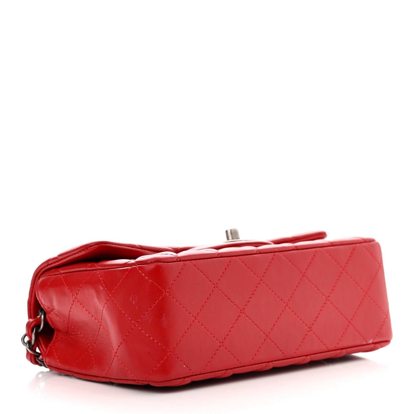 Lambskin Quilted Mini Rectangular Flap Red