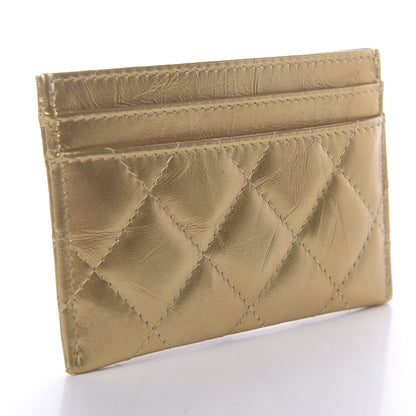 Chanel Metallic Aged Calfskin Quilted Card Holder Gold 3 of 9