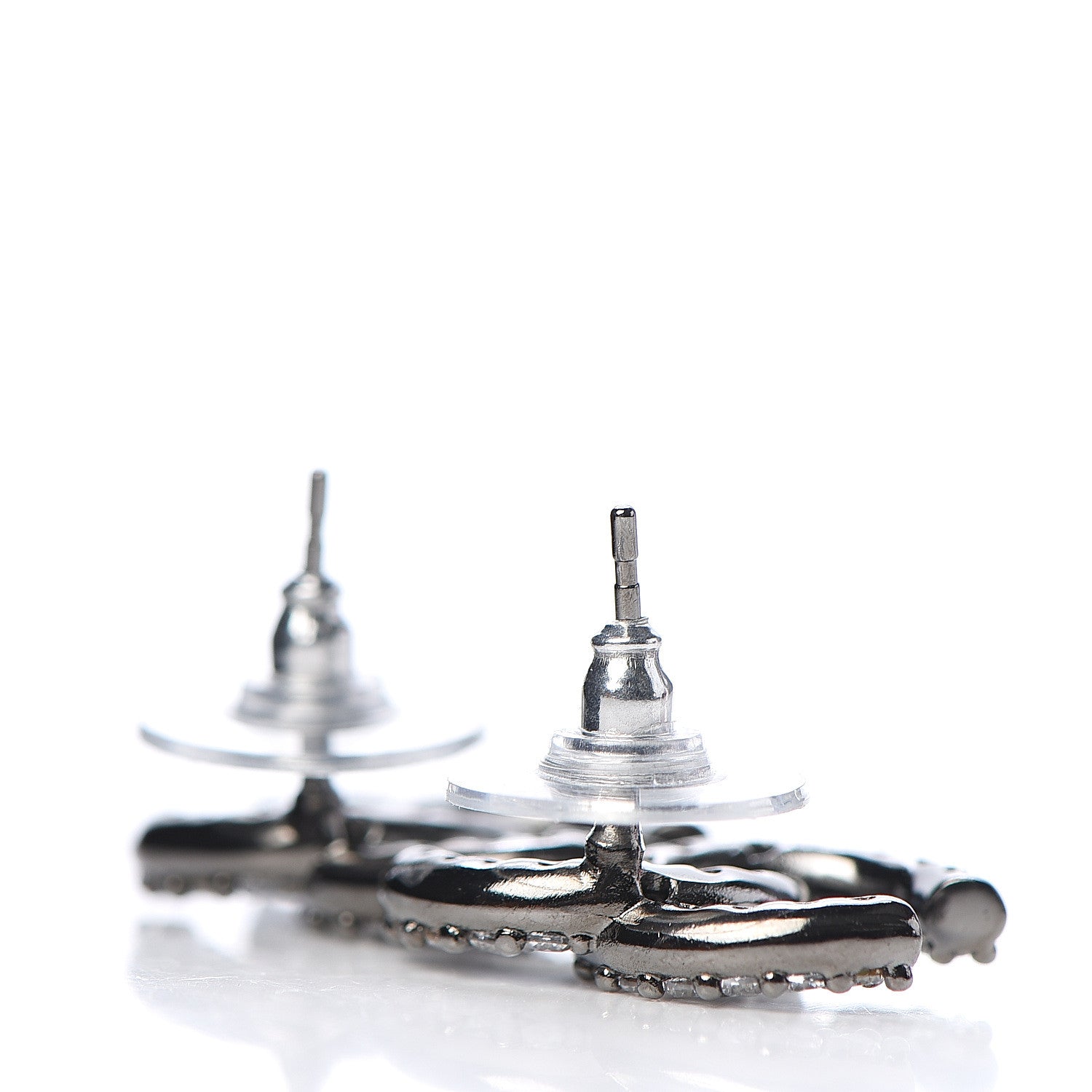 Chanel Ruthenium Crystal CC Earrings 3 of 4